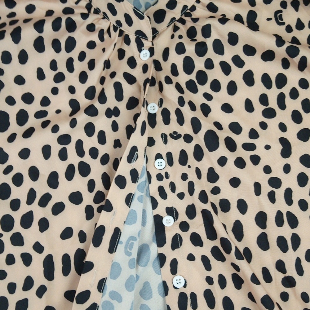 Silky Pattern Print Button Down Front Blouse Top - image 5